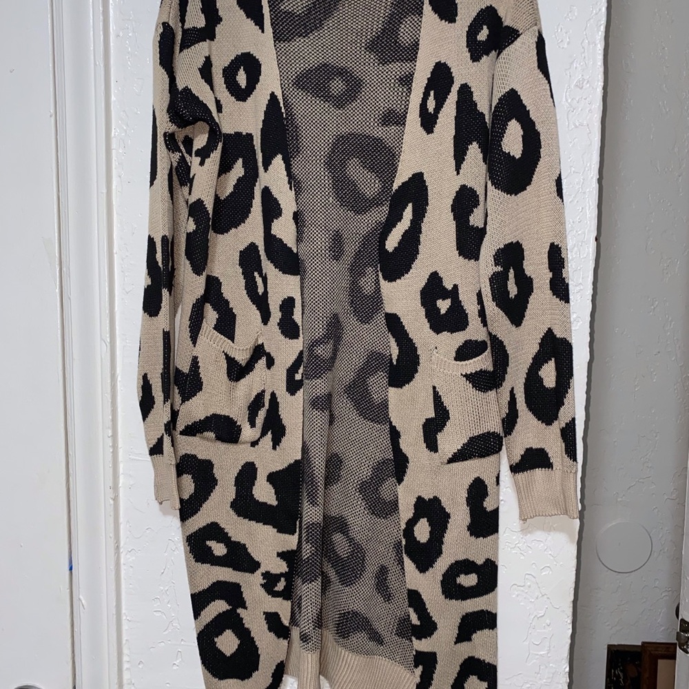 Super soft Leopard Print Open Front Cardigan